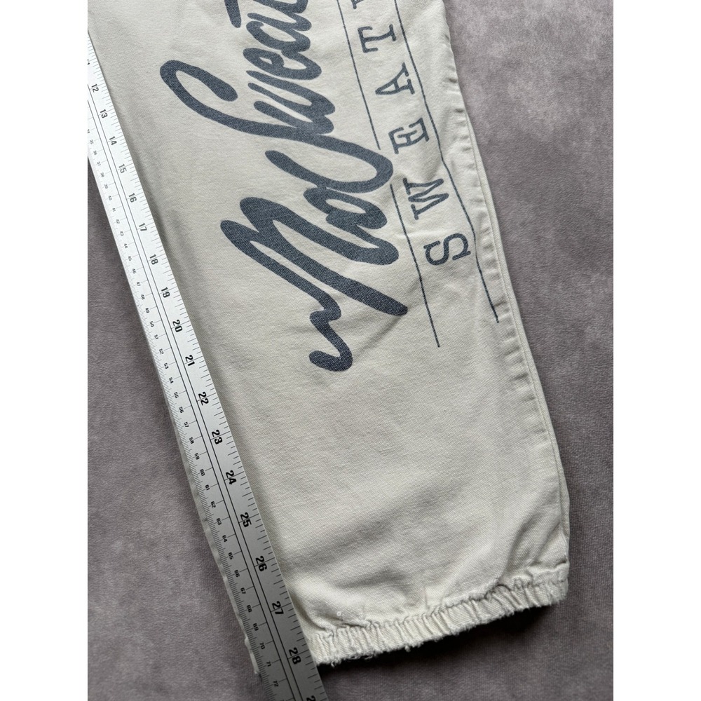 VTG 90s No Sweat Sweatwear Sugar Sack Cotton Pants Cream Mens One Size USA - Picture 7 of 16